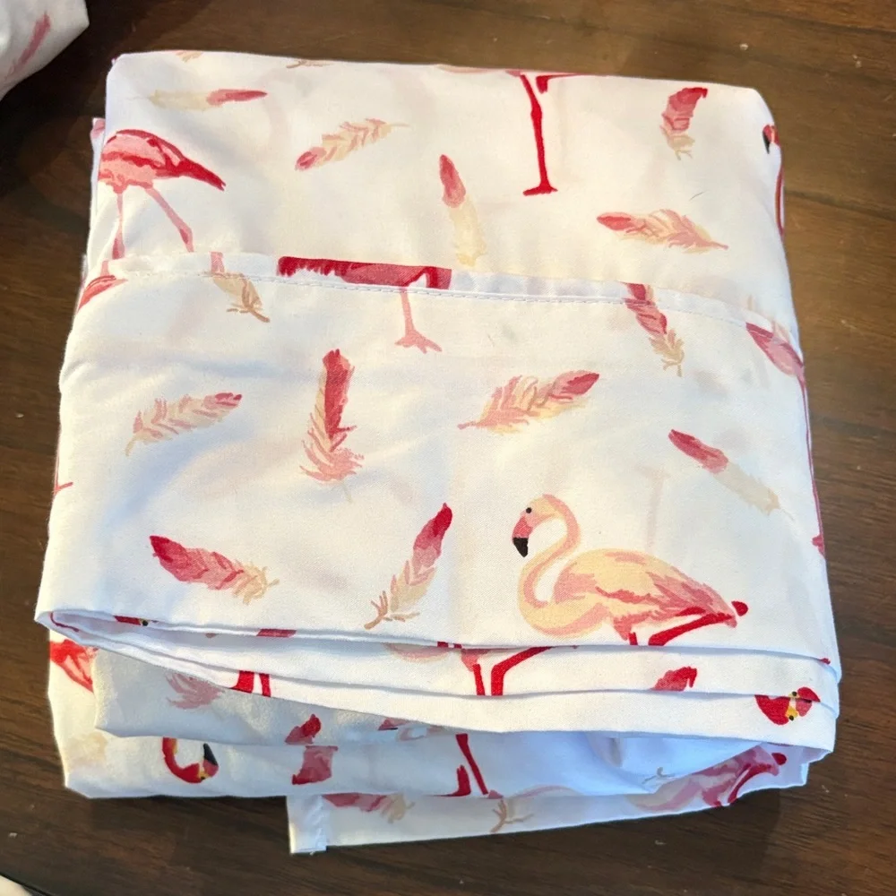 🦩Spirit Linen Home Flamingoes & Feathers Soft Microfiber Twin Sheets Set